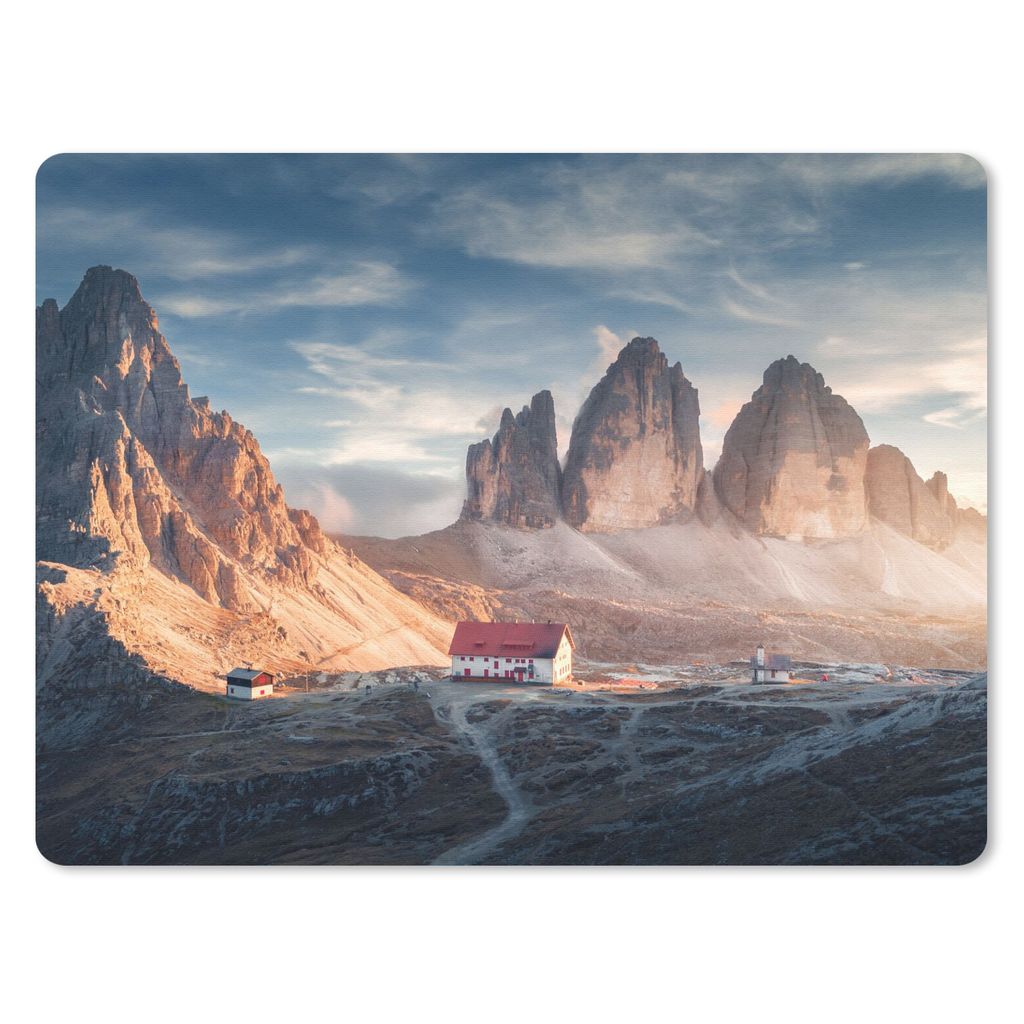 MuchoWow Mauspad Mousepad Haus - Berge - Landschaft 40x30 cm - Mousepads - Maus Mat - Pad - Mausunterlage - Anti Rutsch