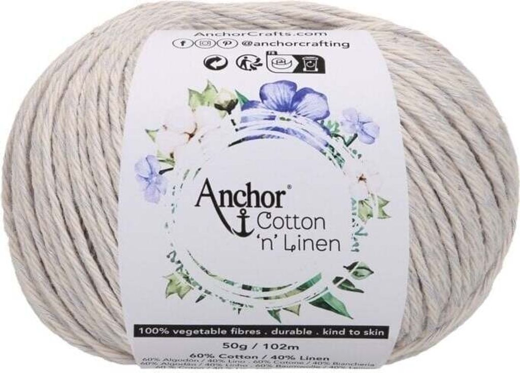 Anchor Baumwolle 'n' Linen 00006 Mist Häkelgarn