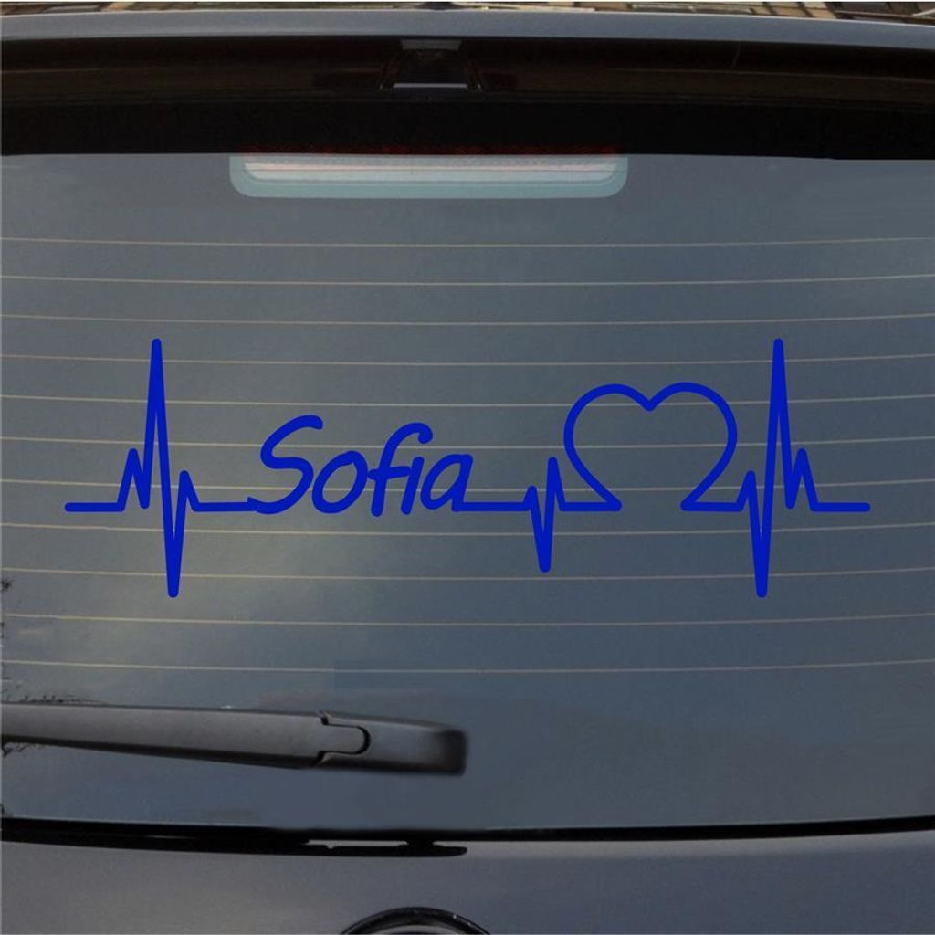 Heckscheibenaufkleber Sofia Herzschlag Puls Stadt Liebe 55x18 cm Dunkelblau Auto Aufkleber Sticker