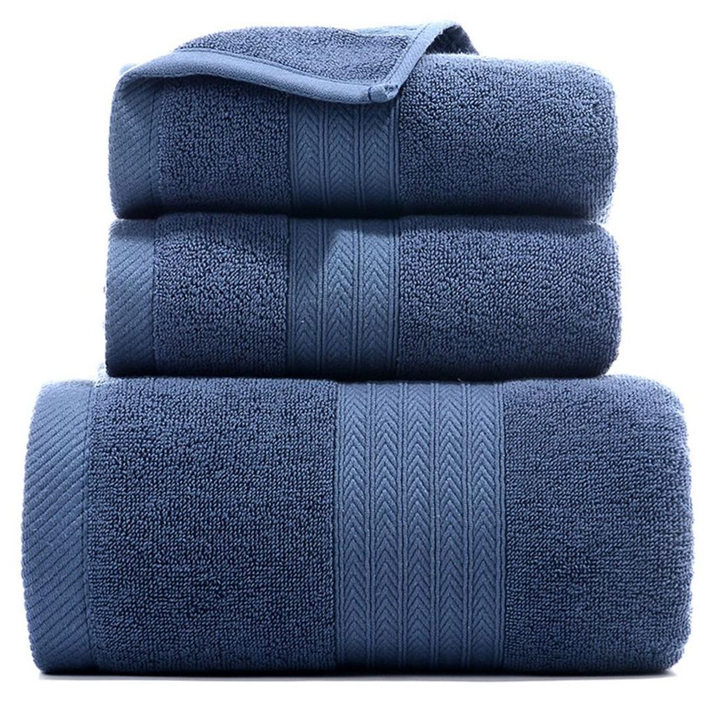 3er-Set Badehandtücher, weiche und saugfähige Baumwolltücher für Bad und Spa, Handtuch 34 x 74 cm, Badetuch 70 x 140 cm