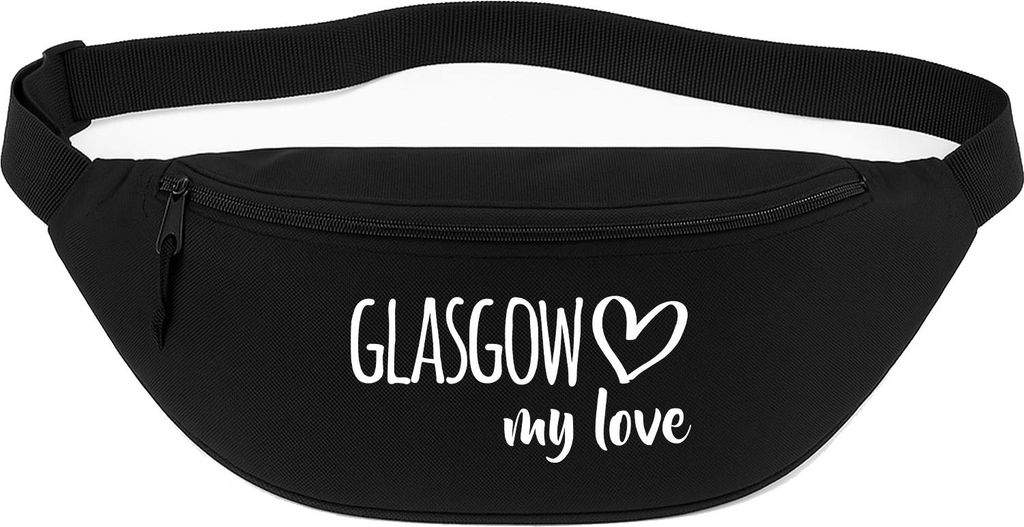 Huuraa Bauchtasche Glasgow my love 2,5 Liter Black Polyester Crossbody Bag Geschenkidee