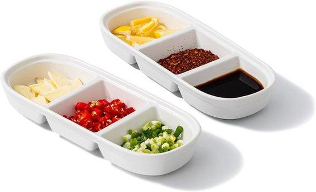 Lot de bols en céramique avec coupelles à sauce en acier Image du produit 