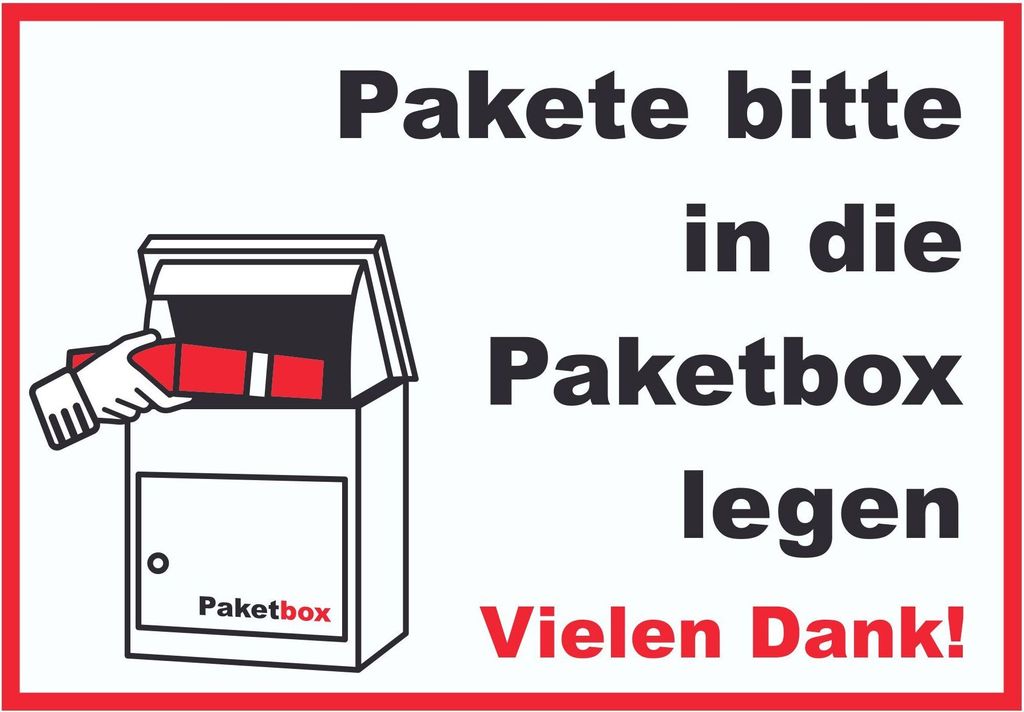 Pakete Paketbox Schild A3 Rückseite selbstklebend