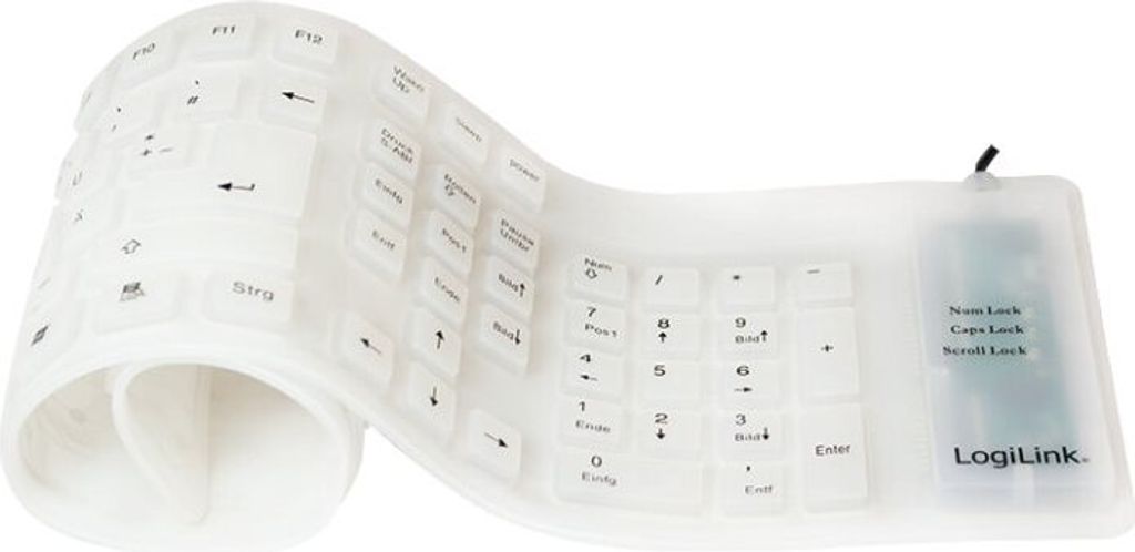 LogiLink Flexible Silikon-Tastatur, kabelgebunden, weiß Produktbild 