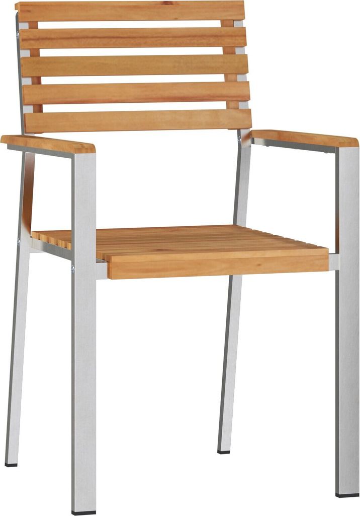 Möbel Stapelbare Gartenstühle 4 Stück aus massivem Teakholz und Stahl - Gartenstühle 42006200