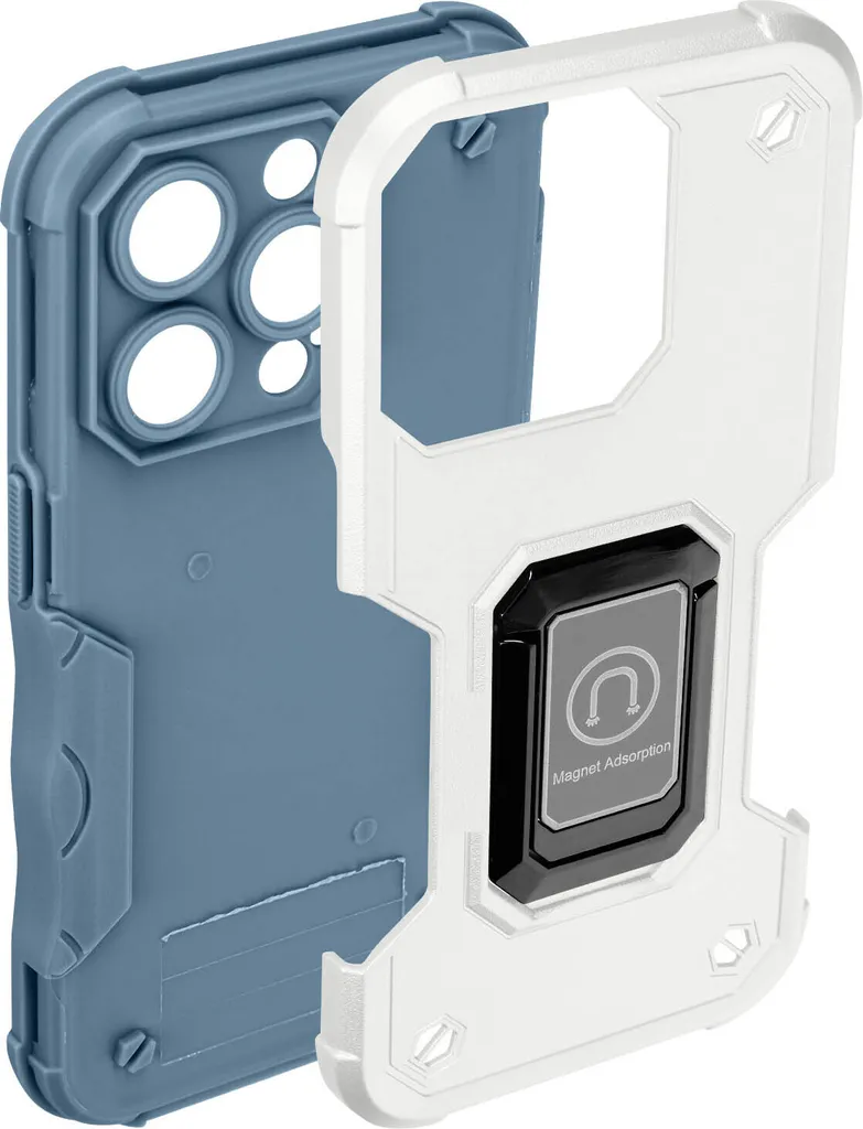 Cover Rugged iPhone 14 Pro Bianca | Anello Stand e Grip Anti-Caduta