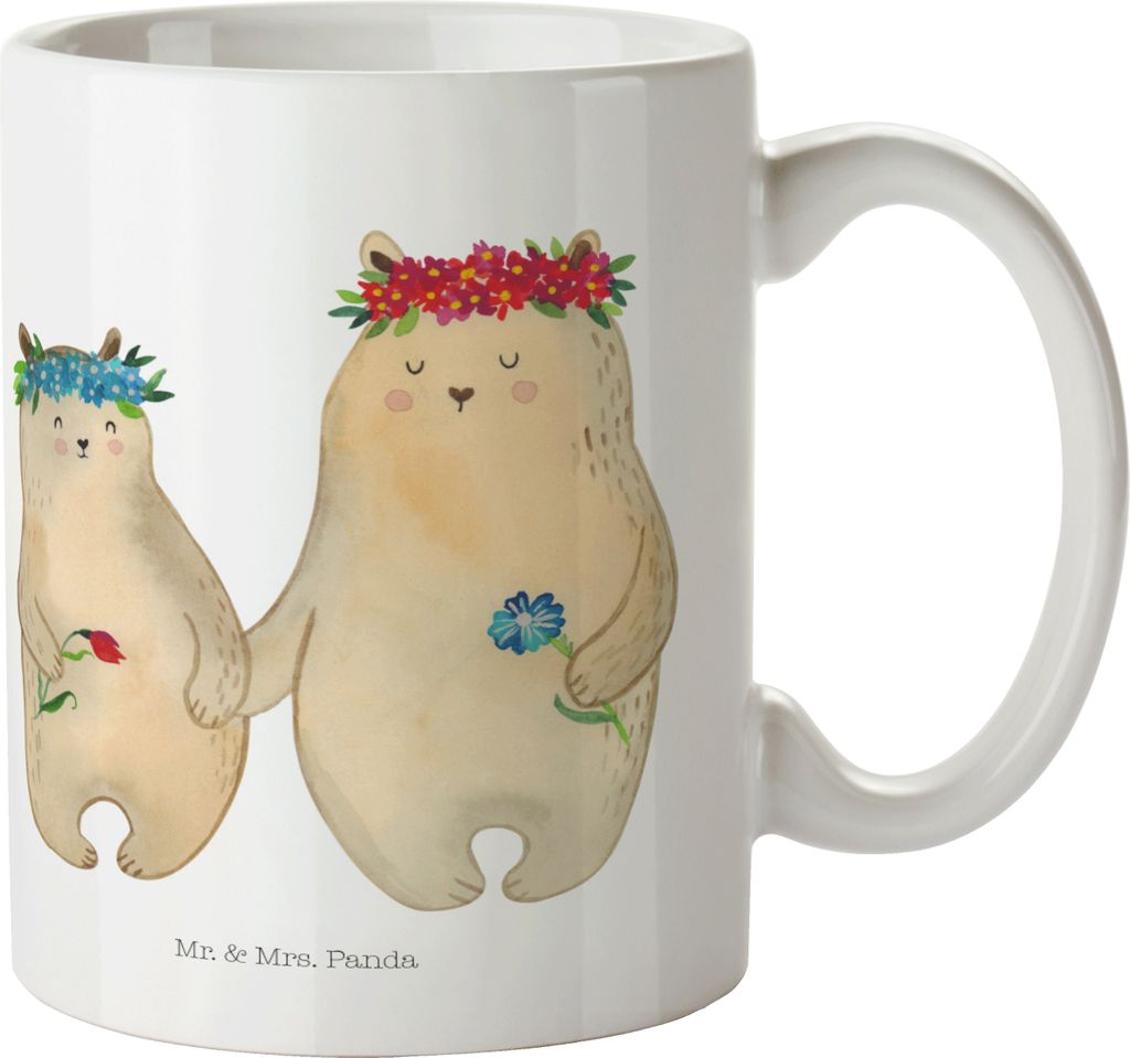 Mr. & Mrs. Panda Kaffeetasse Bären mit Blumenkranz - Weiß - Produktbild 
