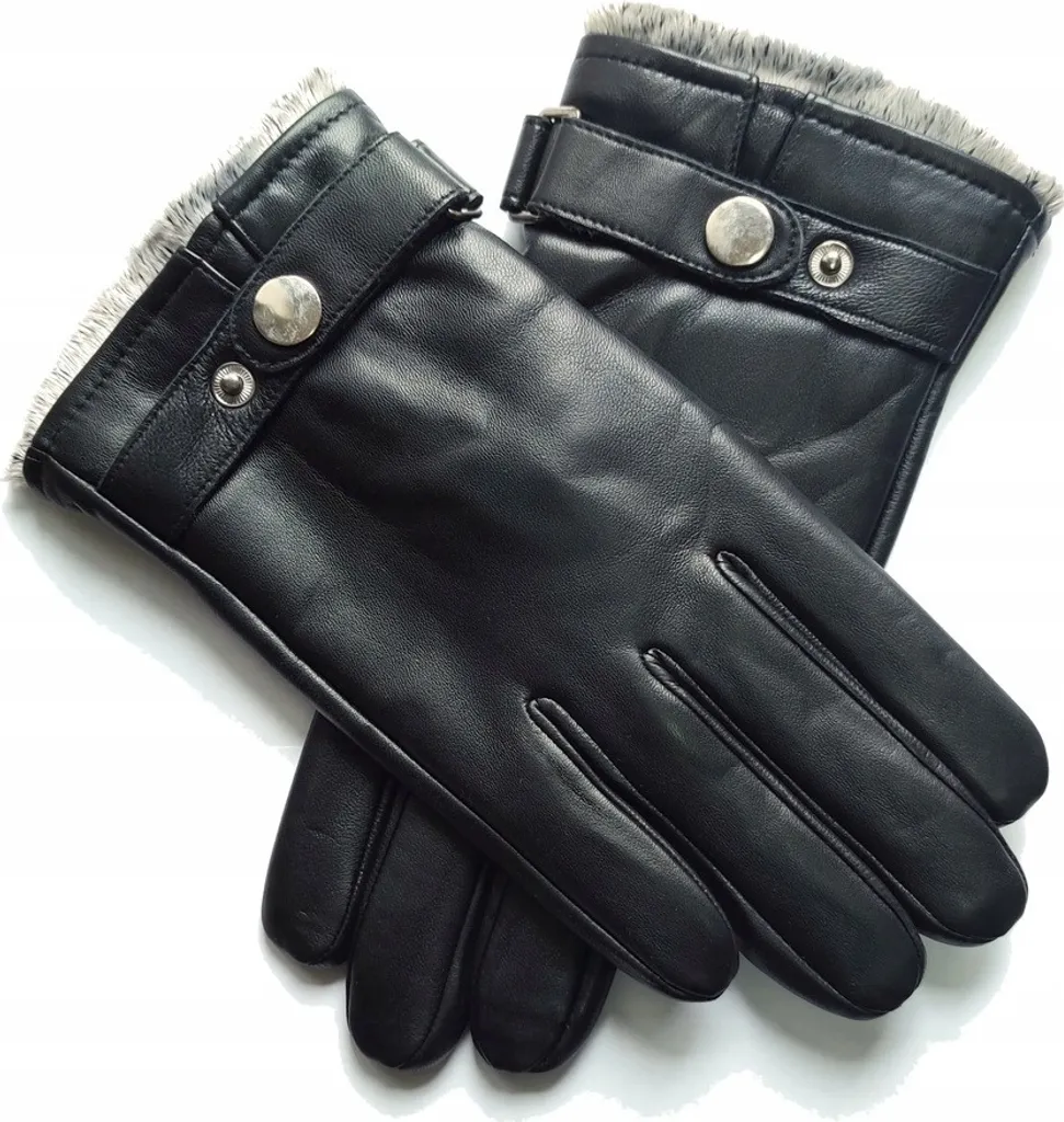 Guanti invernali da uomo in pelle, guanti sportivi da esterno, guanti invernali in pelle per guida moto e ciclismo, neri, taglia M