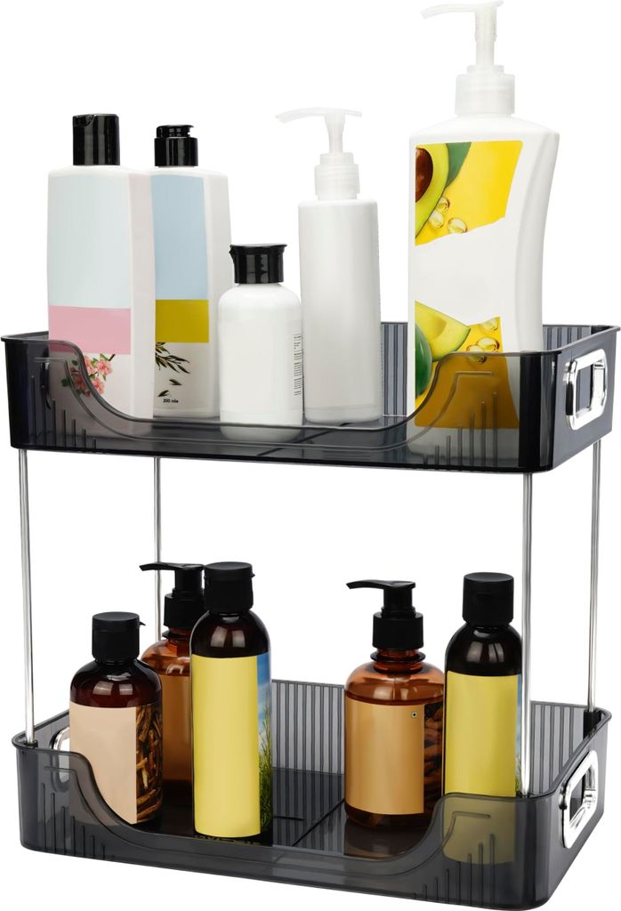 Belle Vous 2 Etagen Unter Waschbecken Regal aus Kunststoff - Stehendes Küchen Organizer Regal für Badezimmer, Schrank, Speisekammer, Waschtisch &...