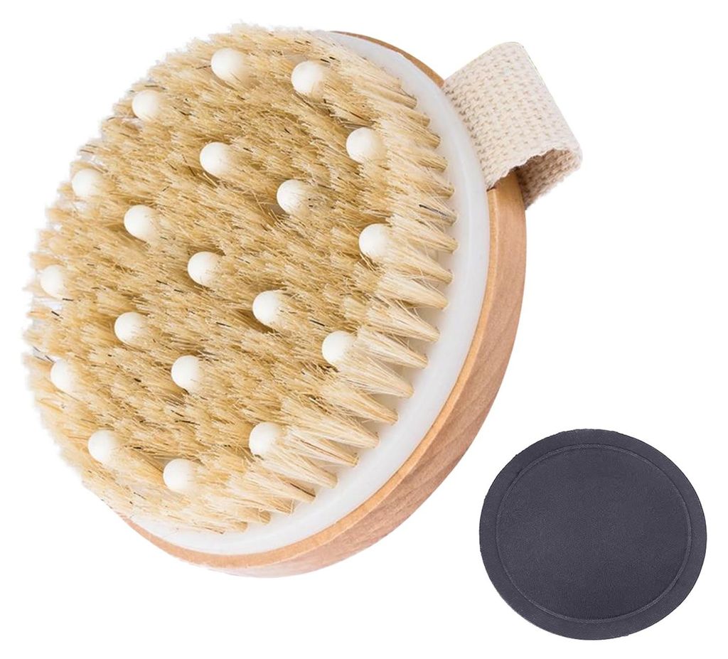 Trockenbürste, Körperbürste mit Naturborsten, Trockenbürste zur Lymphdrainage, Badebürste, Massagebürste, Peelingbürste, Cellulite-Bürste z...