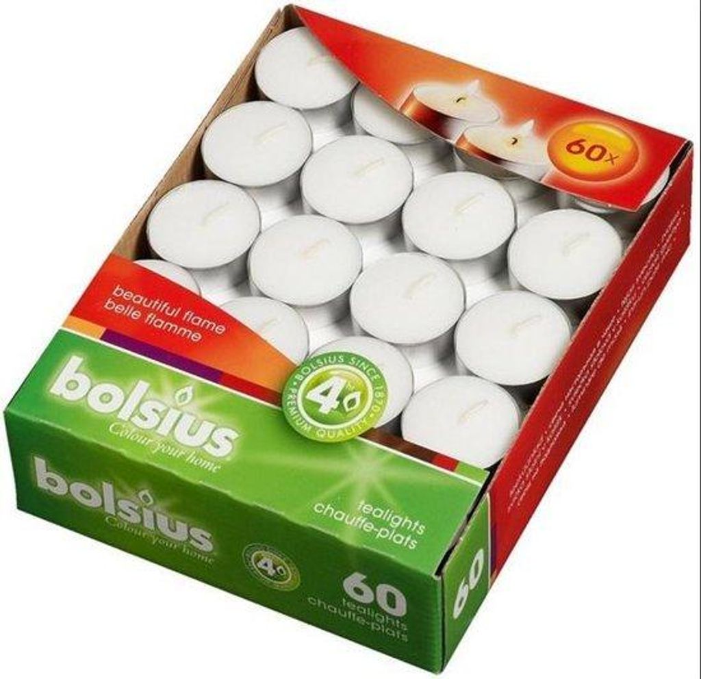 Bolsius Theelichten Wit 60 Stuks