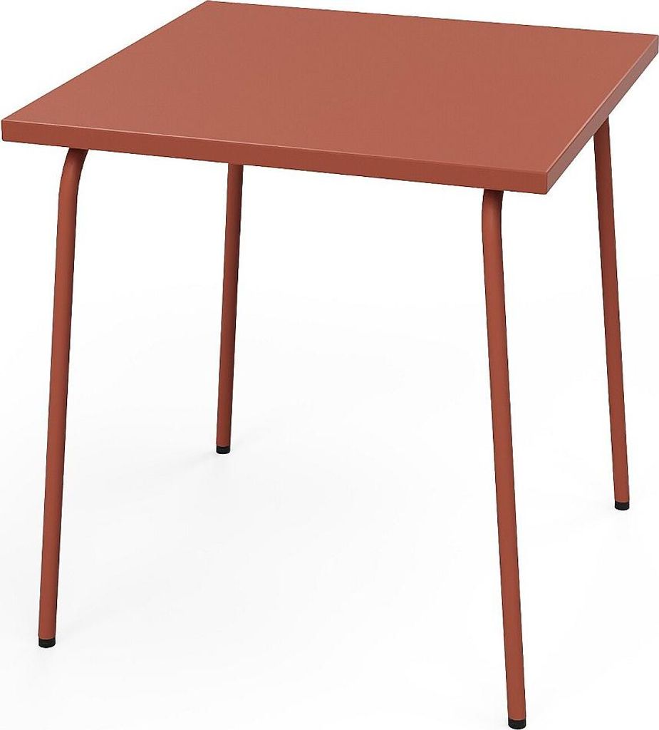 Quadratischer Gartentisch, Länge 70 cm, Metall – Terrakotta – MIRMANDE von MYLIA