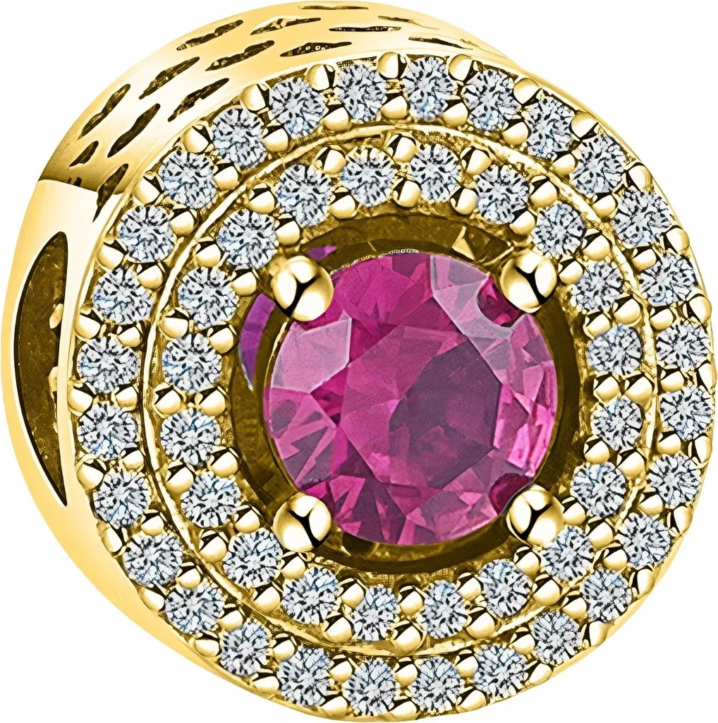 Charm in oro con cristalli rossi Zirconia rossa Argento 925