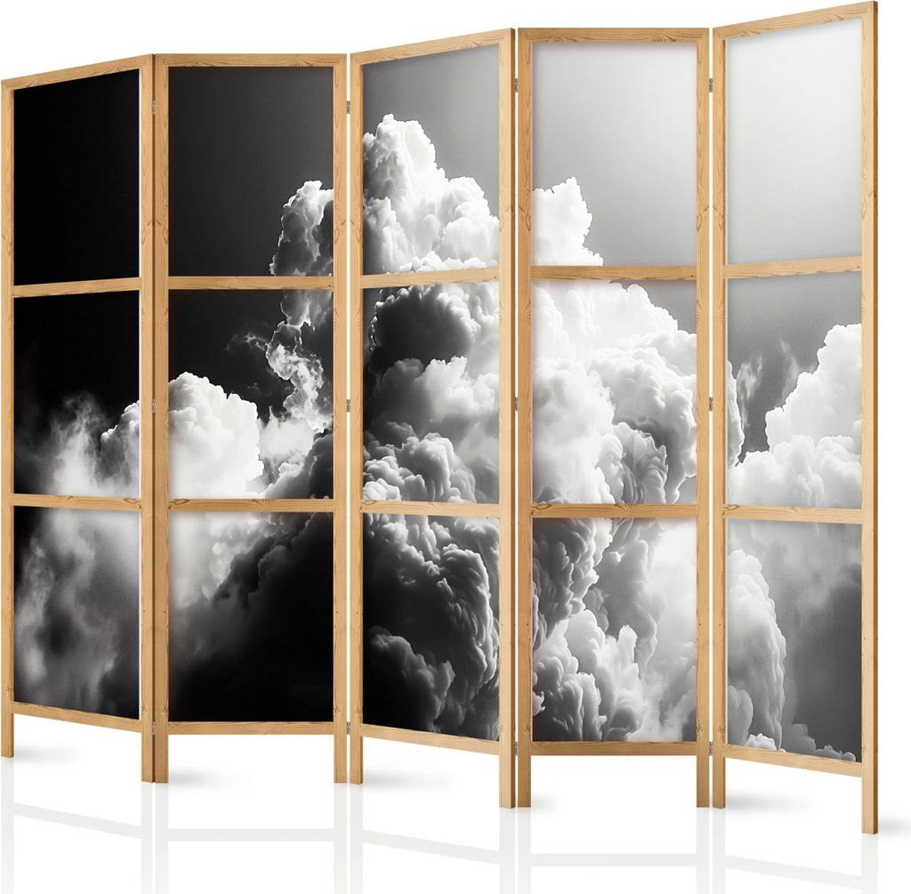 5-teiliger Einseitiger Vlies Japanischer Paravent - Clouds Like from Dreams: Let the Sun Illuminate Your Day – A Visual Feast 225x172 cm Landscha...