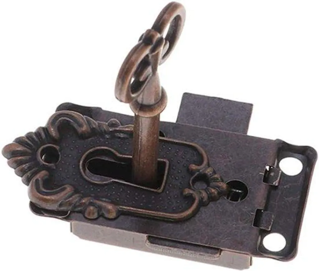 Ferrure de meuble serrure décorative ancienne rouge - Finition Patinée
