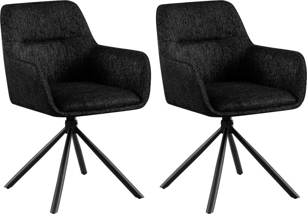 2er Set Stuhl Tipton Stoff - schwarz