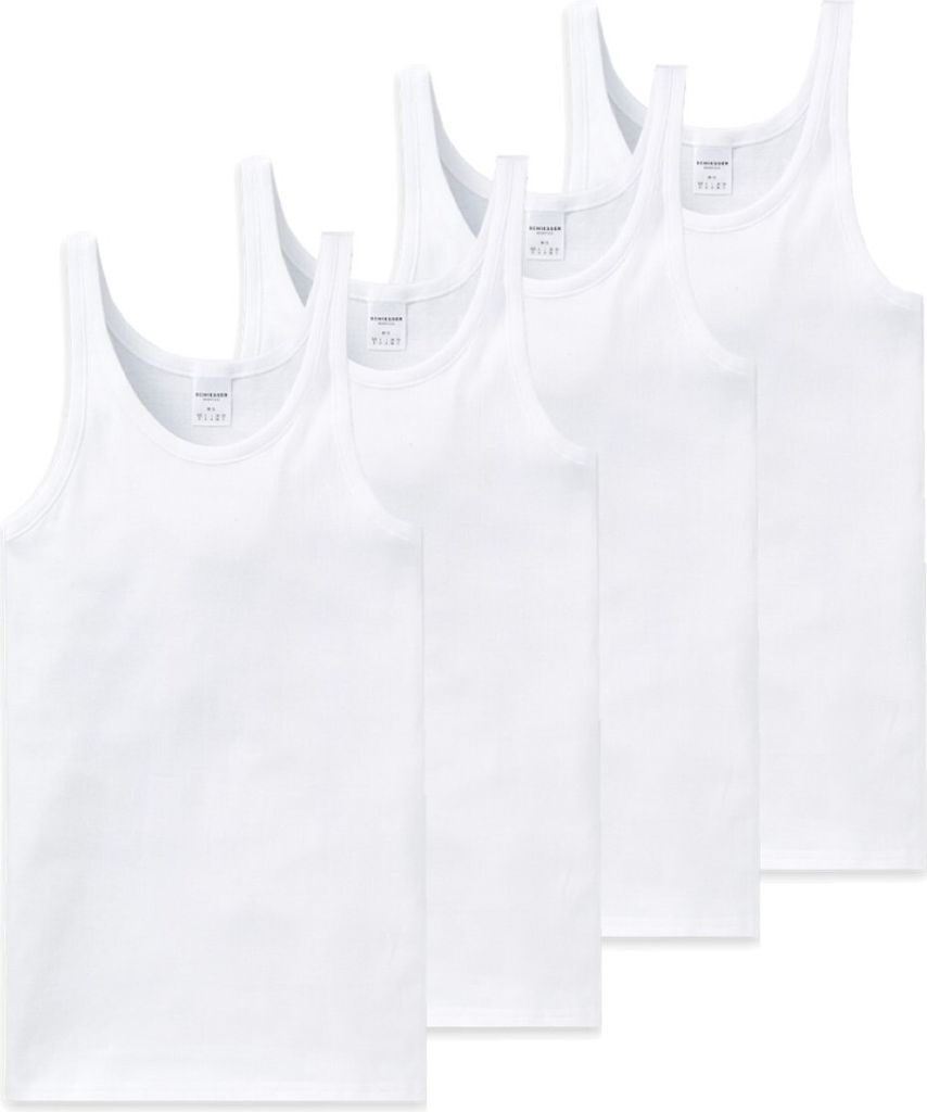 Schiesser 4er Pack Baumwolle Essentials Feinripp Unterhemd Produktbild 1