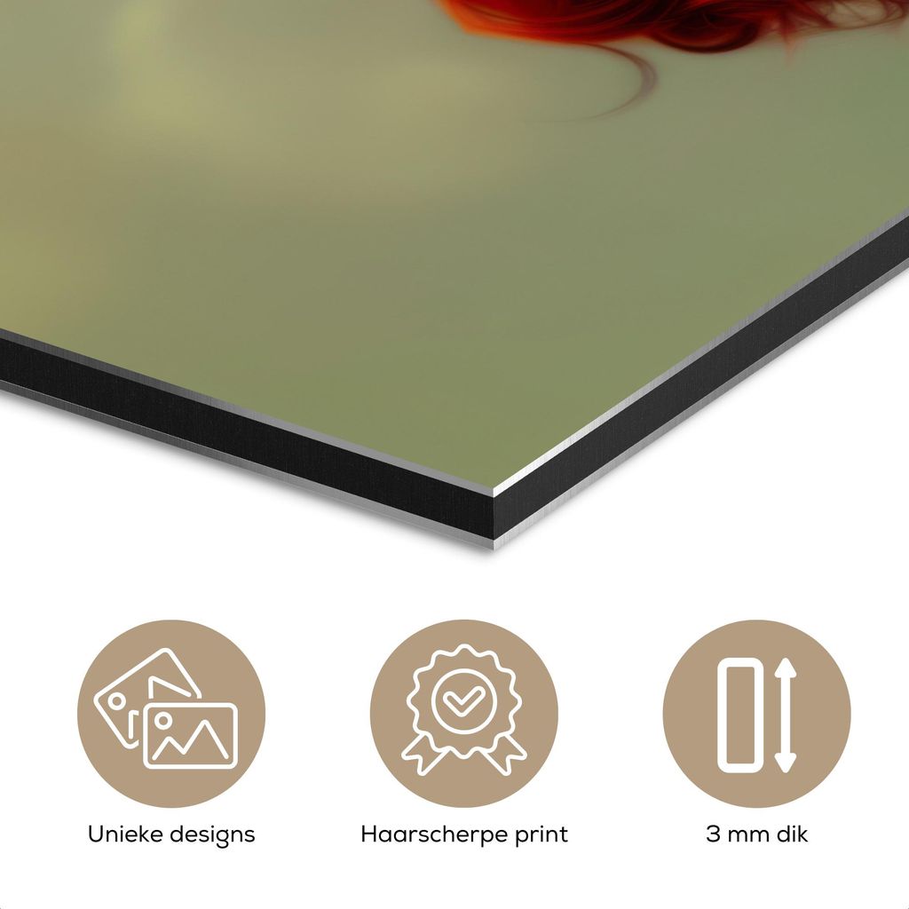 MuchoWow Wanddekoration Metall Metallbild Wandkunst 80x40 cm Frau - Äpfel - Rot - Blätter MuchoWow Aluminium Gemälde - Wanddekoration - Alubild