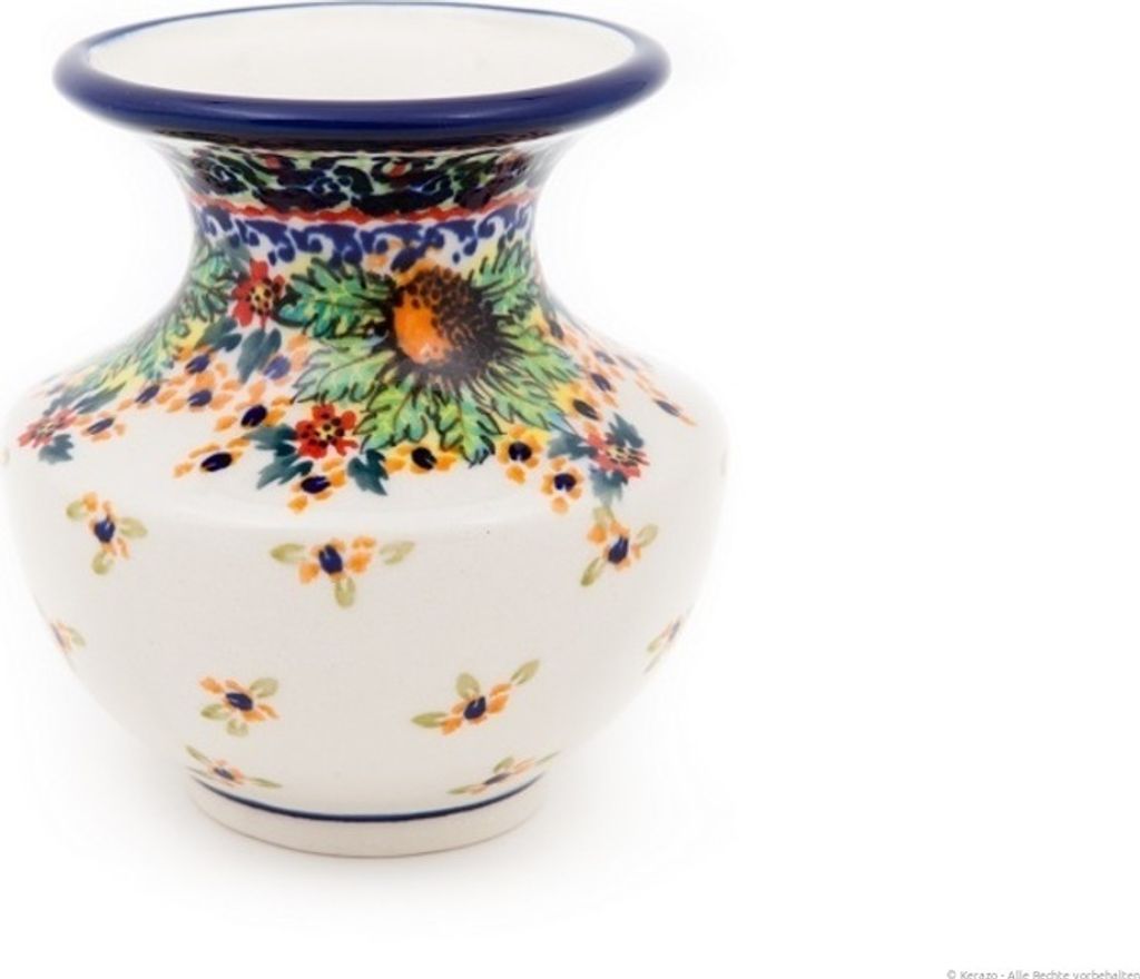 Original Bunzlauer Keramik 300ml Vase "Emilia" 11cm – Blumenvase für Biedermeierstrauß, Dekor ART-297