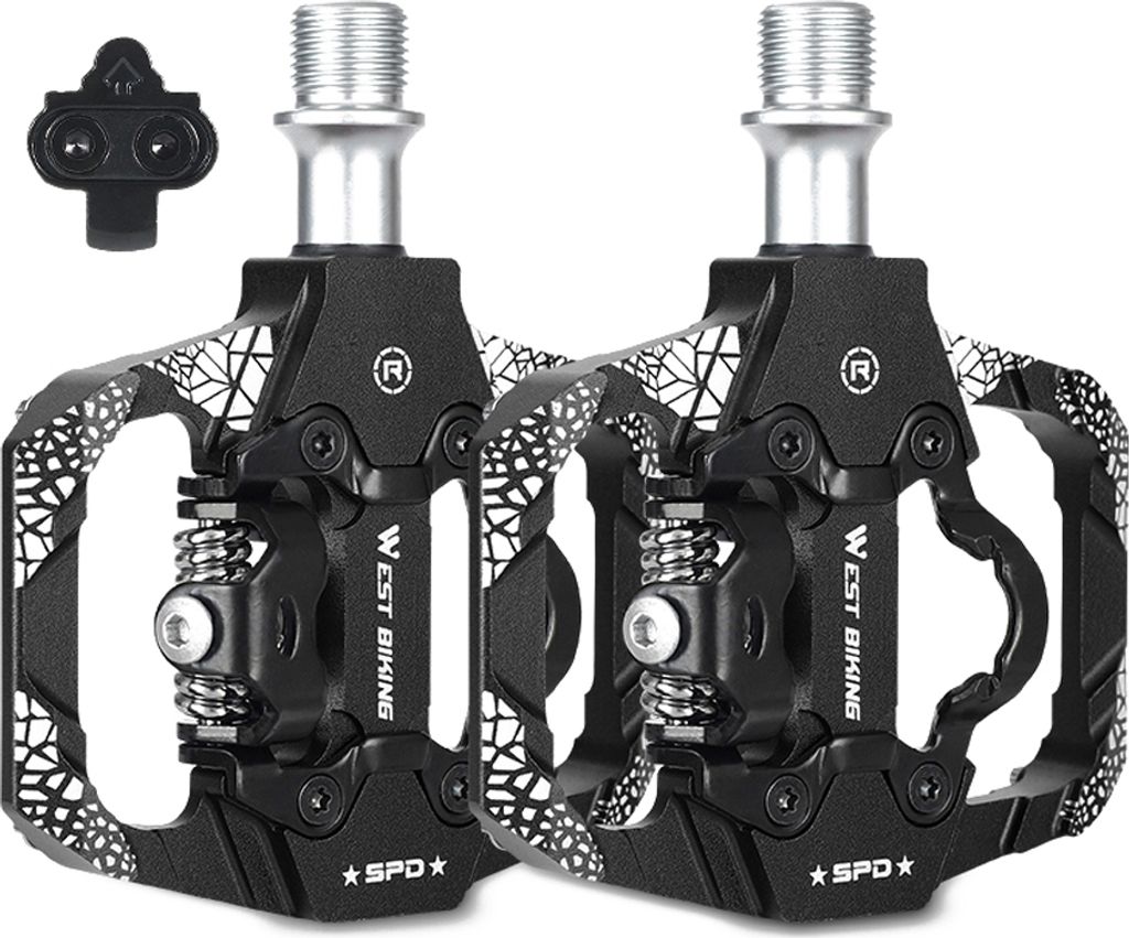 WEST BIKING MTB Fahrradpedale Dual Platform SPD Klickpedale Fahrradpedale Abgedichtetes Lager fuer MTB Mountain Road Bikes