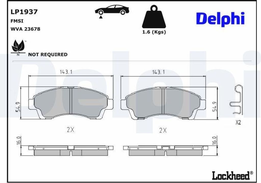 DELPHI Bremsbeläge Satz Vorne Bremsklötze für MAZDA B-Serie Pickup (UF) LP1937
