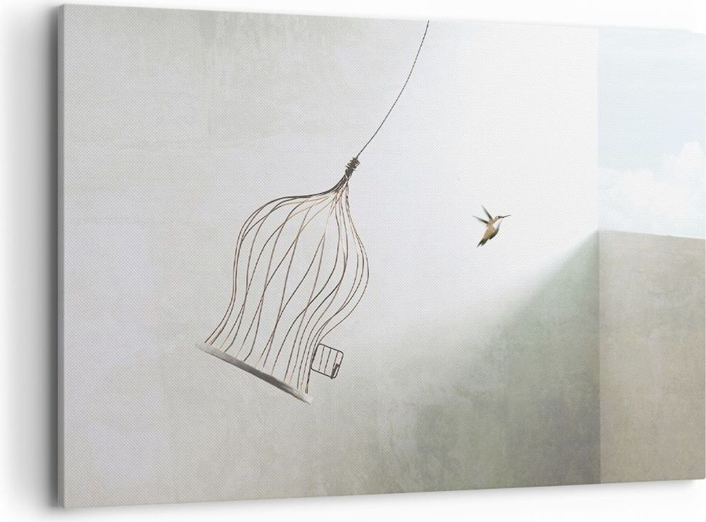 Bild auf Leinwand - Leinwandbild - Einteilig - Flug Vogel Käfig - 120x80cm - Wand Bild - Wanddeko - Wandbilder - Leinwanddruck - Bilder - Wanddeko...