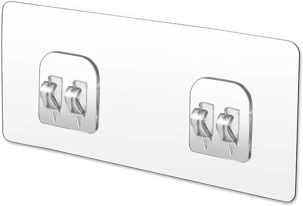 8 Stück Selbstklebende Haken, 6x14 cm Duschregal Klebehaken - Klebehaken Transparent Ohne Bohren, Ohne Lochung Duschablage Ersatzhaken für Küche...