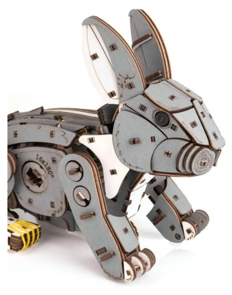 Cadeau Idéal : Puzzle 3D Lapin Gris EWA en Bois pour Adulte et Ado
