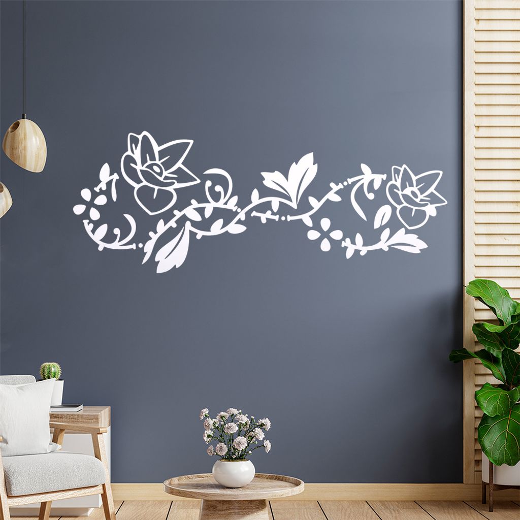 Blume - Ranken Wandtattoo in 6 Größen - Wandaufkleber Wall Sticker - Dekoration, Küche, Wohnzimmer, Schlafzimmer, Badezimmer
