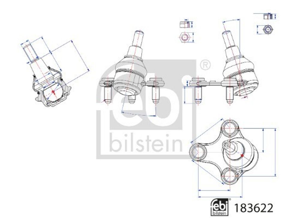 FEBI BILSTEIN Traggelenk Vorne Links für VW Caddy V Kombi (SBB, SBJ) 183622