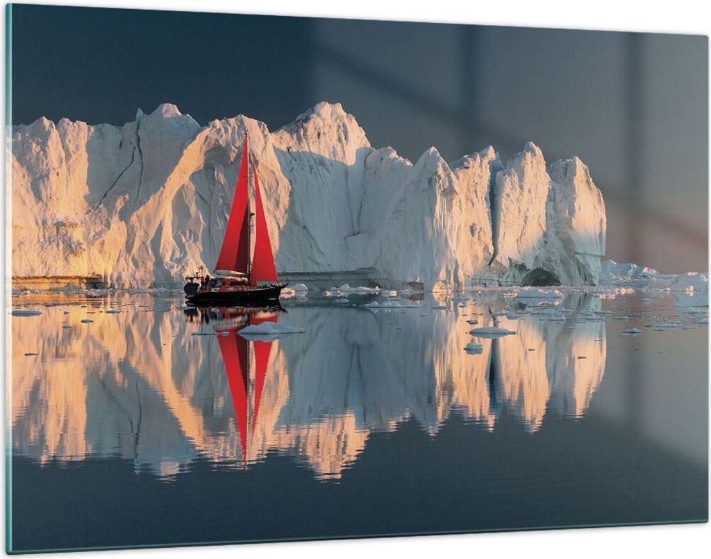 Bilder auf glas - Einteilig - Gletscher Ozean Grönland - 120x80cm - Glasbilder - Wandbilder - Bilder - zum Aufhängen bereit - Wanddekoration aus ...