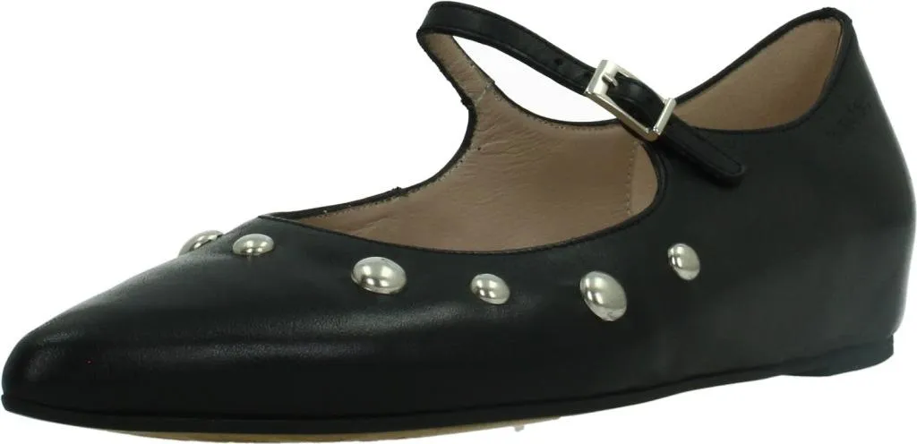 Ballerines Wonders A3831 noir en cuir souple pour femme élégante