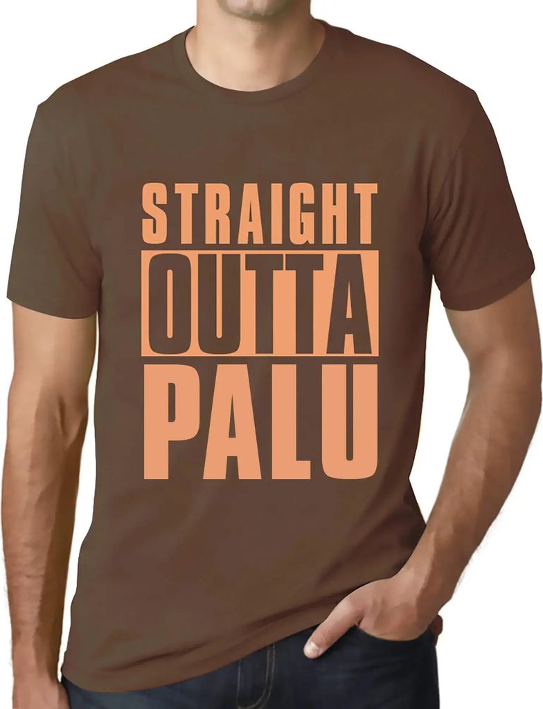 Herren Grafik T-Shirt Direkt aus Palu – Straight Outta Palu – Öko-Verantwortlich Vintage Jahrgang Kurzarm Lustige Druck Geburtstag Geschenk Mann