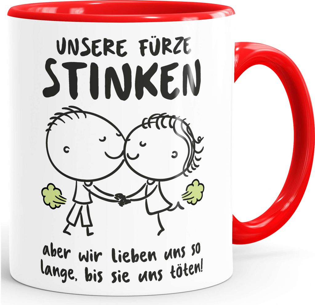 Kaffee-Tasse Geschenk Liebe Strichzeichnung Paar Spruch lustig Fürze Pupsen witzige Valentinstaggeschenke Moonworks