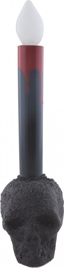 Schwarze Totenschädel Kerze mit Beleuchtung 24cm Produktbild 