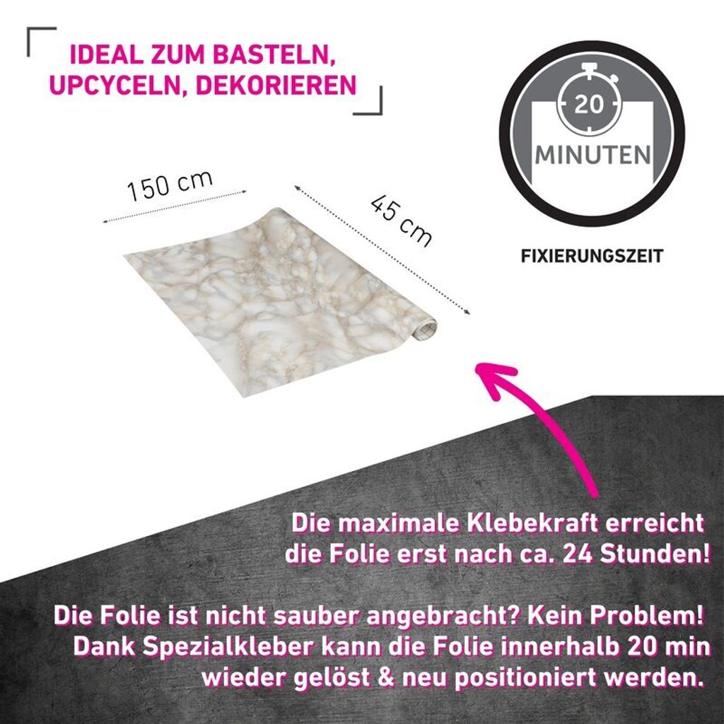 Klebefolie Marmor weiß - 90x210cm