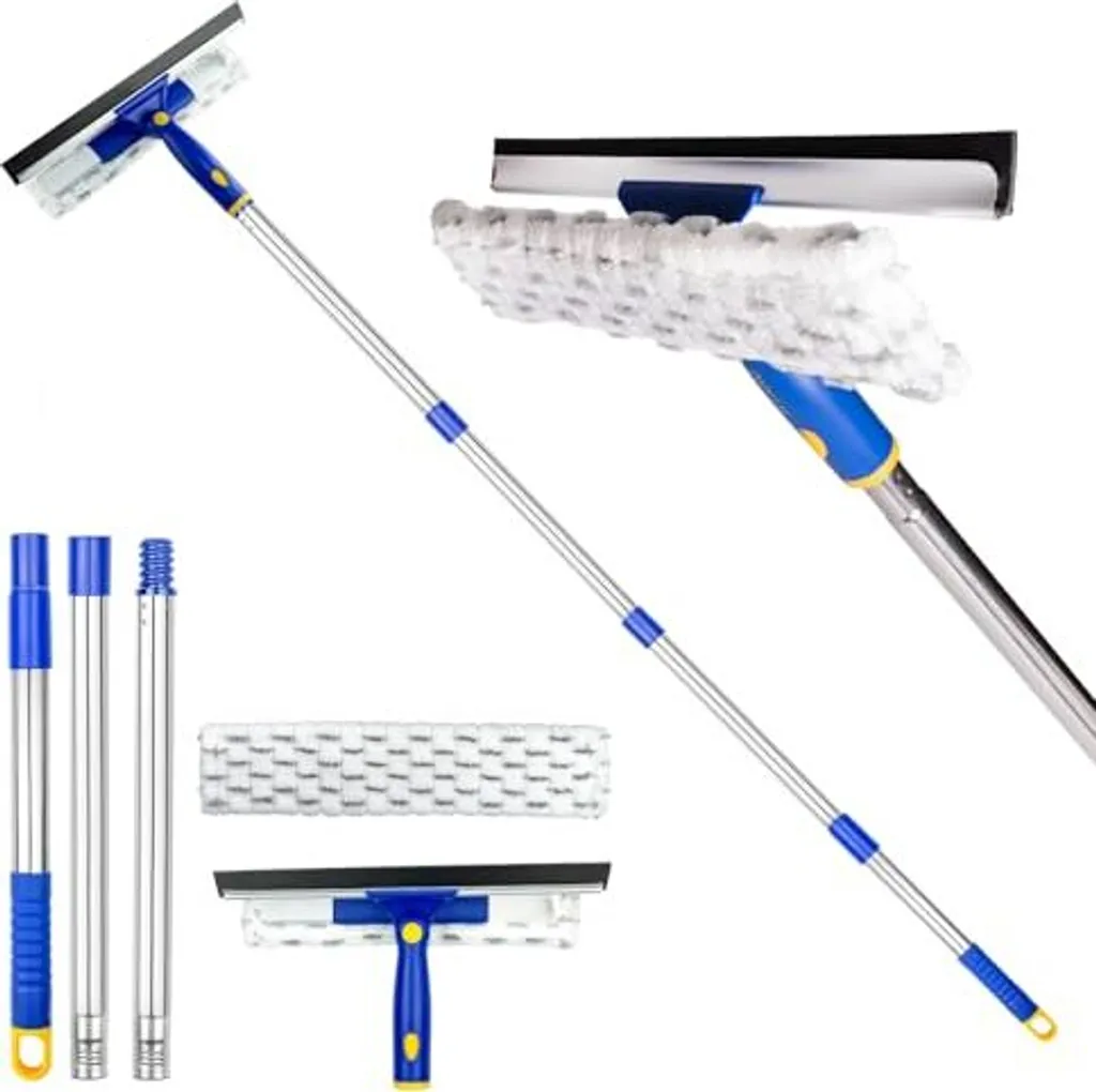 ITTAHO Lavavetri Telescopico 150cm - Pulitore Vetri Alta Efficienza 2 in 1