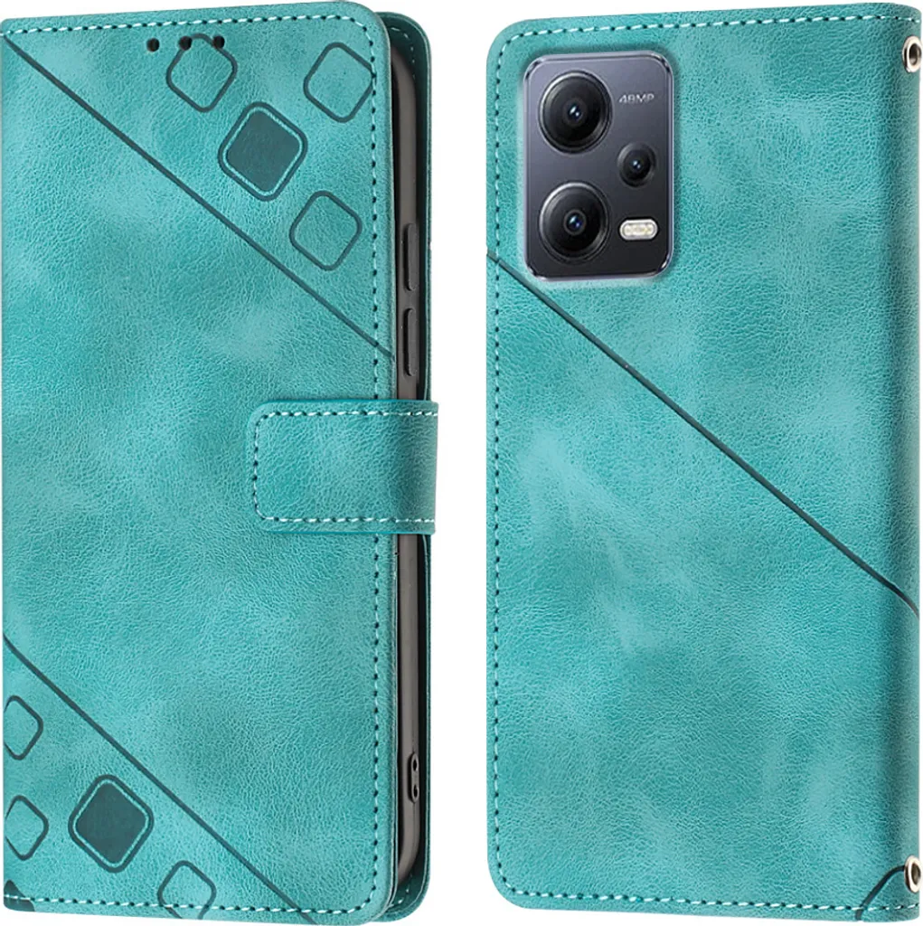 Custodia per Xiaomi Redmi Note 12 in rilievo Custodia a portafoglio in pelle flip con funzione stand verde
