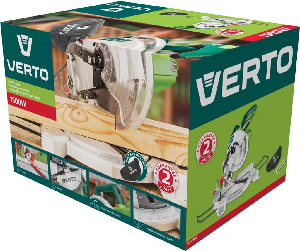 Troncatrice VERTO 1500W 210mm | Sega per Smussare con Laser e Accessori - 6
