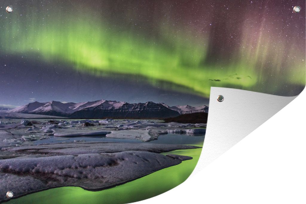 MuchoWow 60x40 cm Outdoor-Poster Gartendeko Sichtschutz Garten Poster für den Garten Aurora Borealis in Island