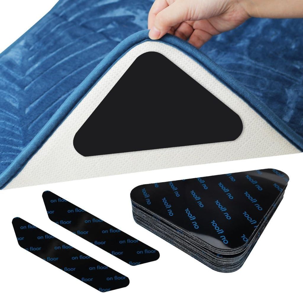 Set mit 18 dreieckigen und trapezförmigen Antirutschpads, wiederverwendbar für alle Arten und Größen von Teppichen