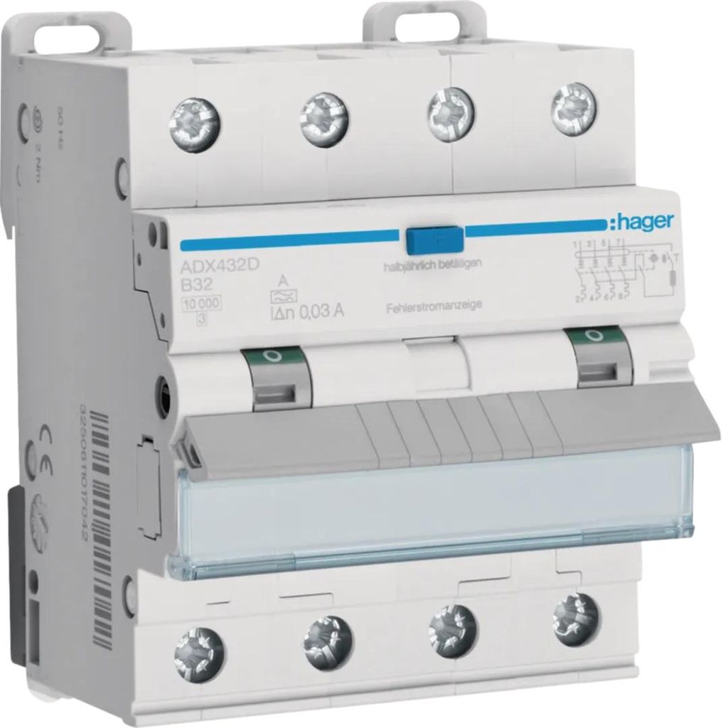 Hager Fi-LS, interruptor diferencial de 4 polos, 10kA, Imagen del producto 