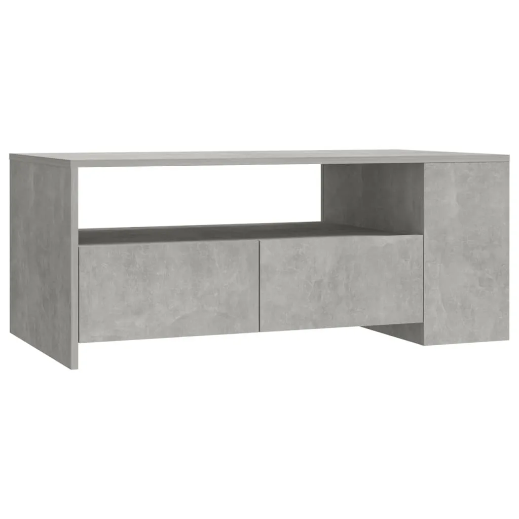 Tavolino in cemento grigio 102x55x42 cm materiale a base di legno