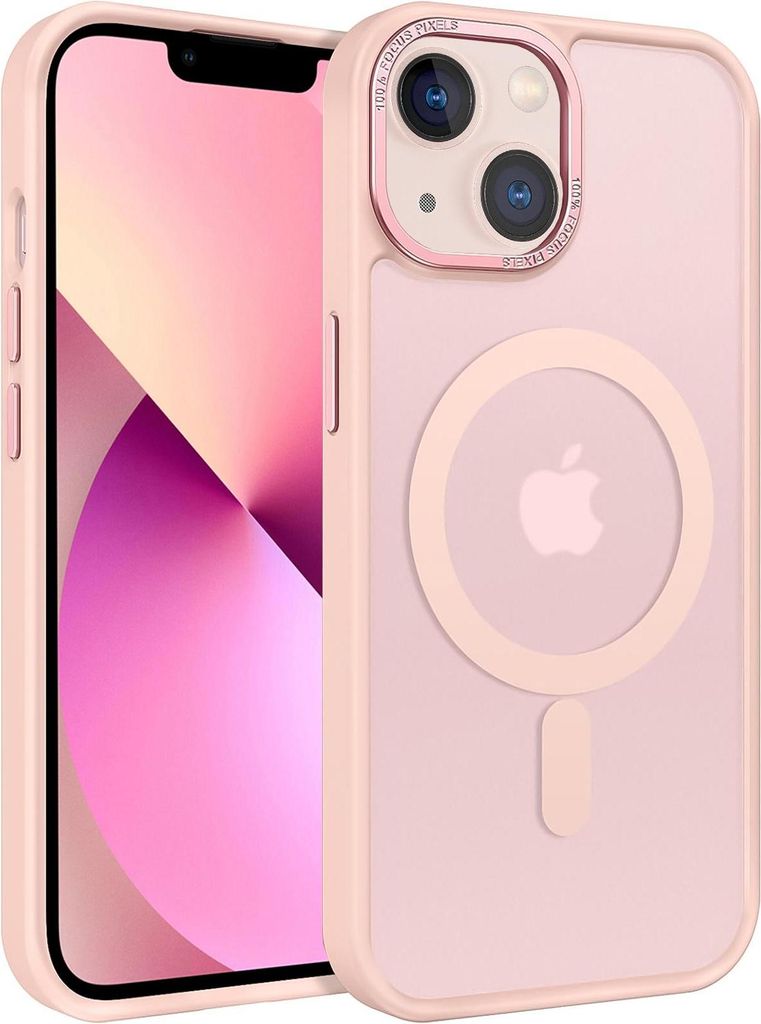 Handyhülle für iPhone 13 Hülle MagSafe kompatibel mit Metall Kamerarahmen Magnet Case TPU Kantenschutz