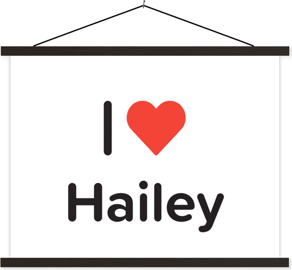 MuchoWow Textilposter Ich liebe - Hailey - Mädchen 150x113 cm mit schwarzem Rahmen - Wohnzimmer