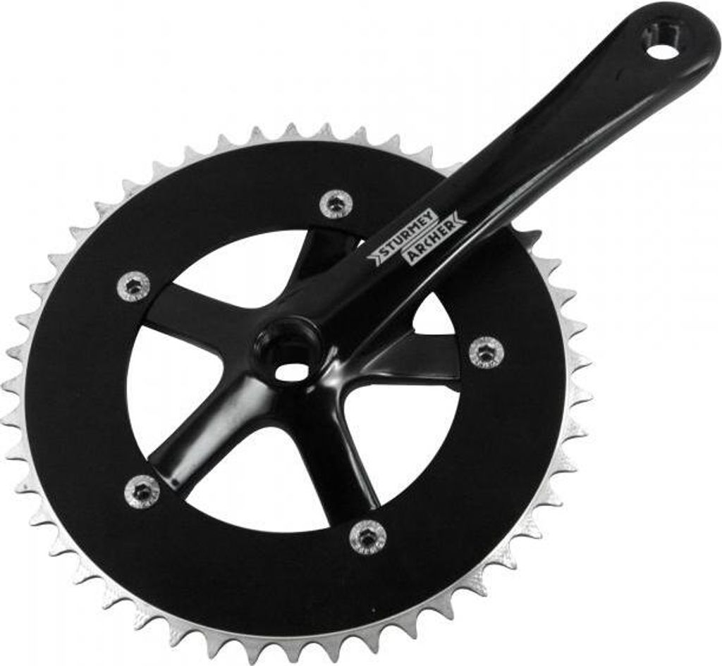 Sturmey Archer Kettenradgarnitur FCT2x 1fach 42 - 48 Zähne Singlespeed, Farbe:Schwarz, Zähne:48 Zähne