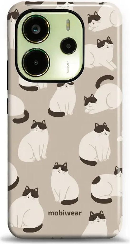 Handyhülle für Xiaomi Redmi Note 14 4G, Mobiwear Elite Pro, Kaffe Miau