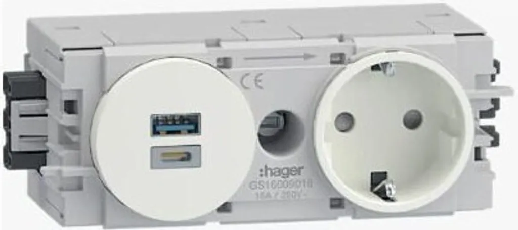 Prise Hager GS16009016 1-f Borne de Connexion Rapide et Design Anthracite