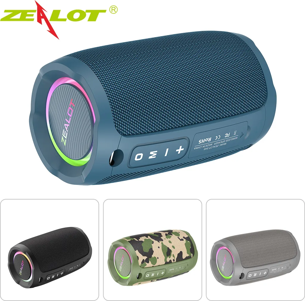 Enceinte Bluetooth 5.2 ZEALOT S49 : 40W HiFi Étanche IP67 - Bleu Portable