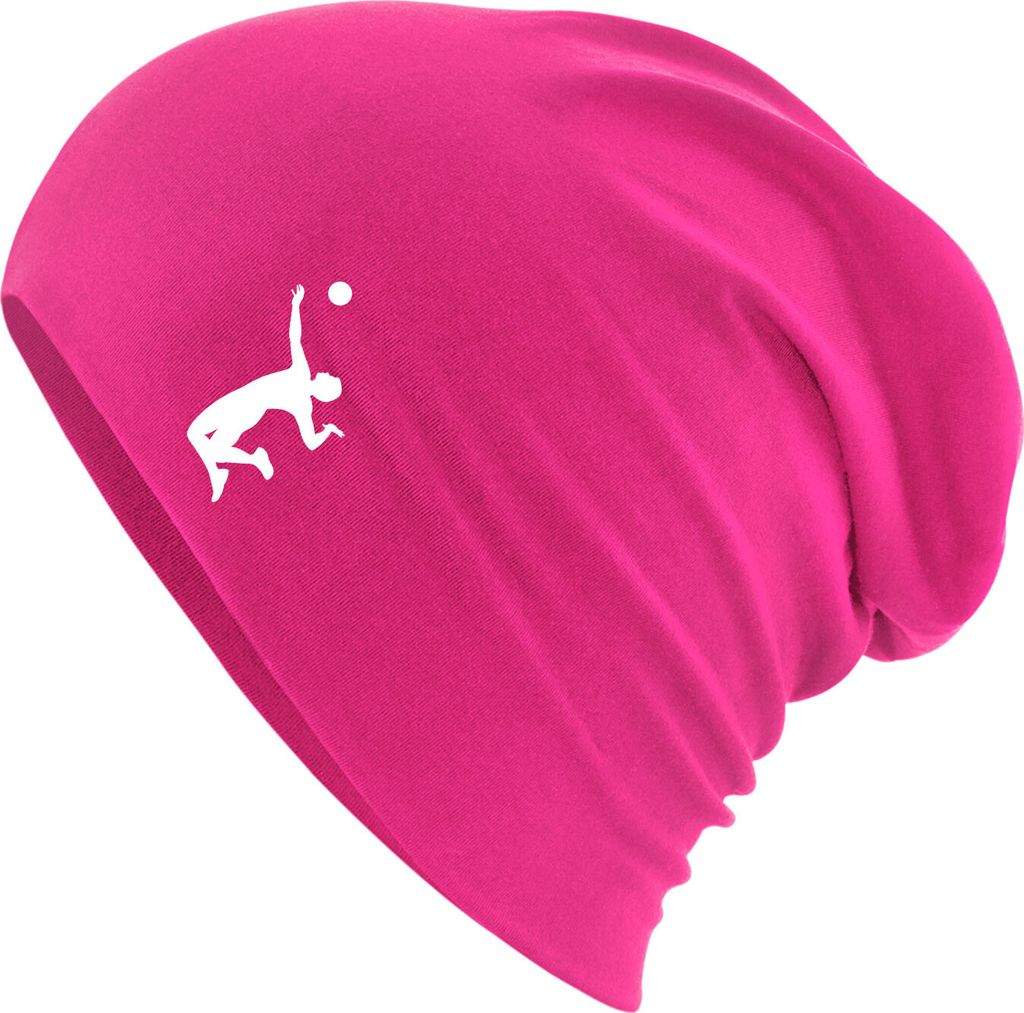 Huuraa Beanie Volleyball Silhouette Fuchsia One Size Baumwolle und Elasthan Mütze Geschenkidee